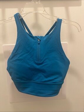 lululemon athletica Blue Zip-Front Crop Sports Bra